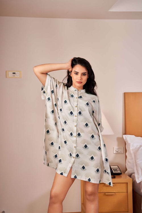 Art Deco print kaftan midi dress for women - Label Kheerganga